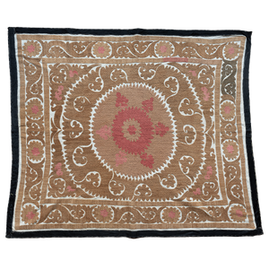 Small rectangular cotton Suzani camel and pinkhanging/bedspread, Uzbekistan circa 2000