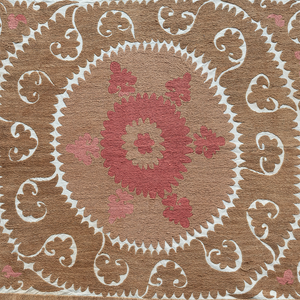 Small rectangular cotton Suzani camel and pinkhanging/bedspread, Uzbekistan circa 2000