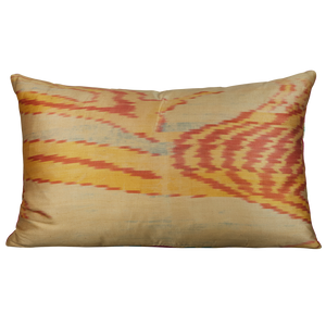 Rectangular Hand-woven silk velvet Ikat cushion - throw pillow