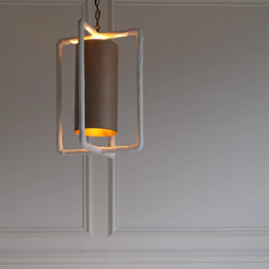 Luna Chandelier with Soft Shade - White Plaster