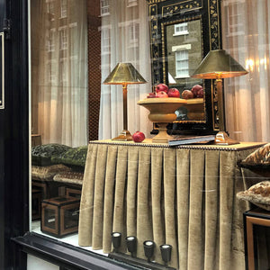 Vignette.Upholstered Console.Hector Table Lamp.Antiques LR