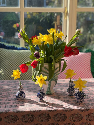 White with Cobalt Bud Vases, Multi Set of 4