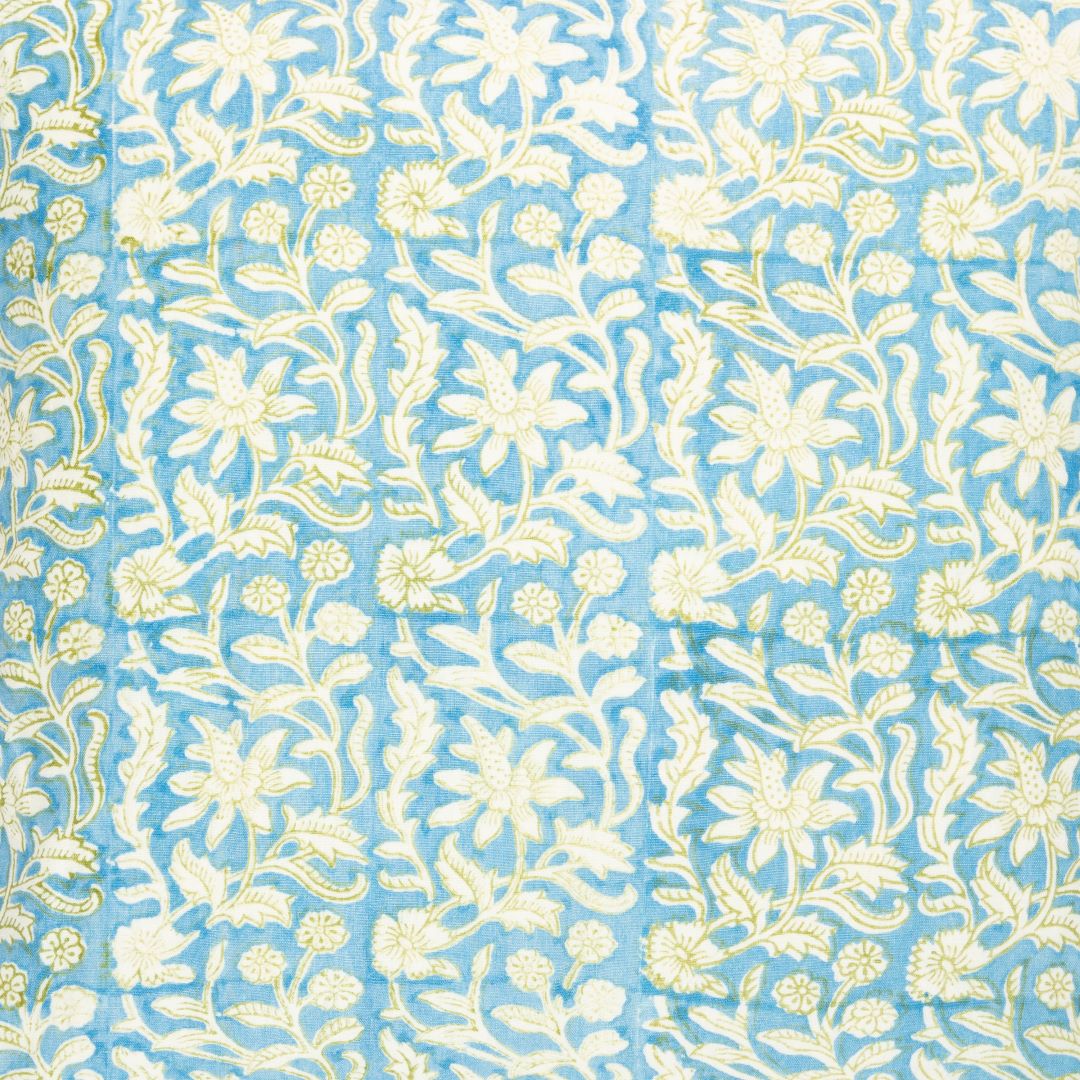 Gardenia | AL - Cornflower Blue/Moss Green on Shell