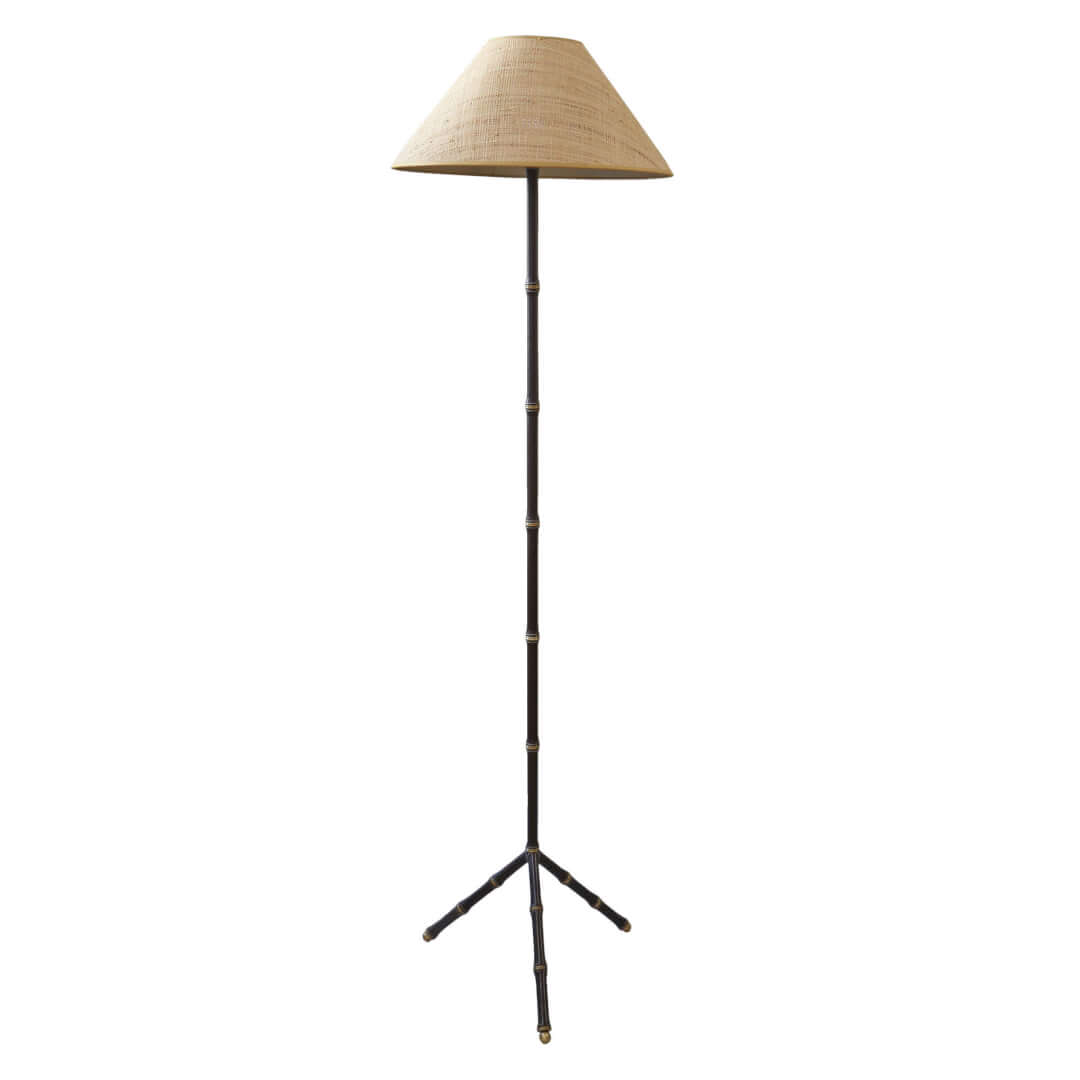 Adnet Floor Lamp Brown Leather