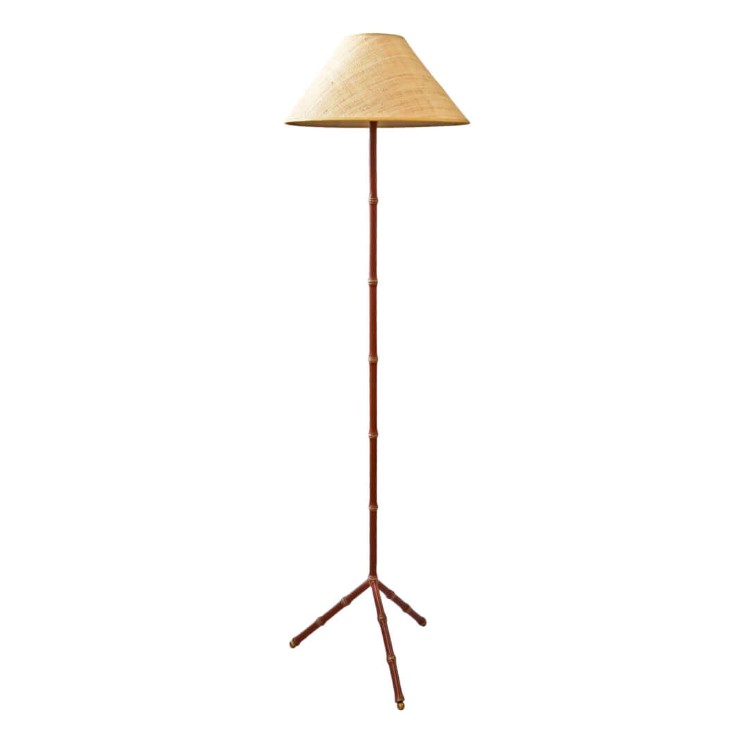 Adnet Floor Lamp Tan Leather