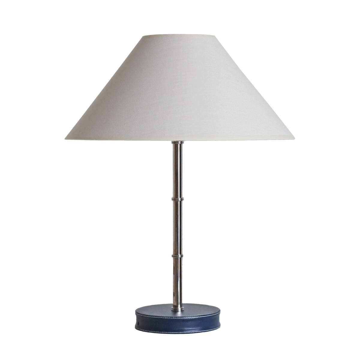 Adnet Table Lamp - Chrome and Navy Leather