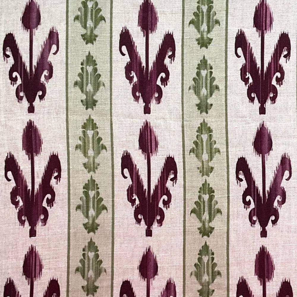 Ikat Tulip Stripe (Oatmeal) | BT - Damson/Lime