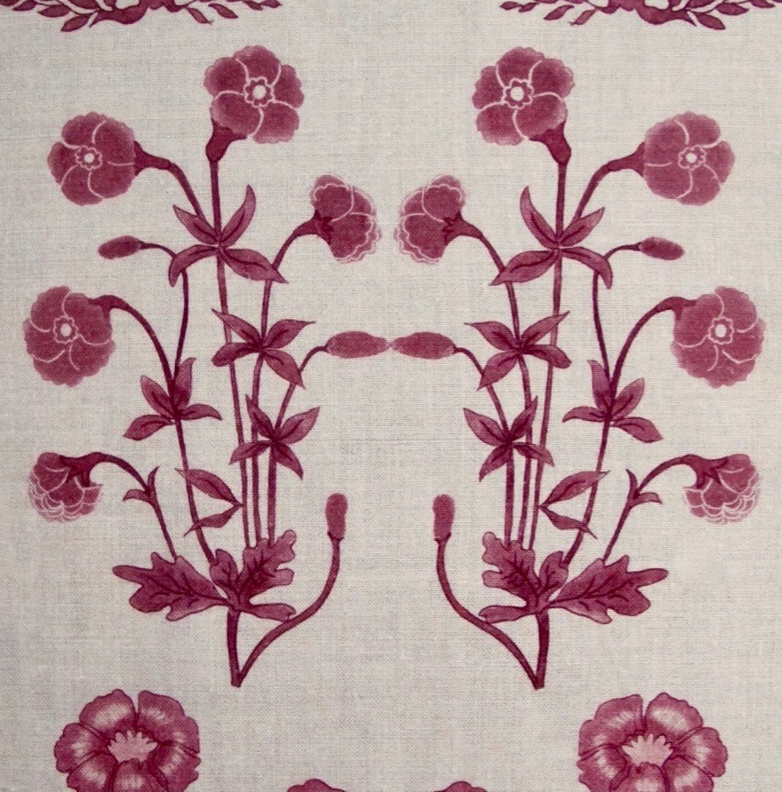 Mughal Floral Stripe (Oatmeal) | BT - Ruby/Pink