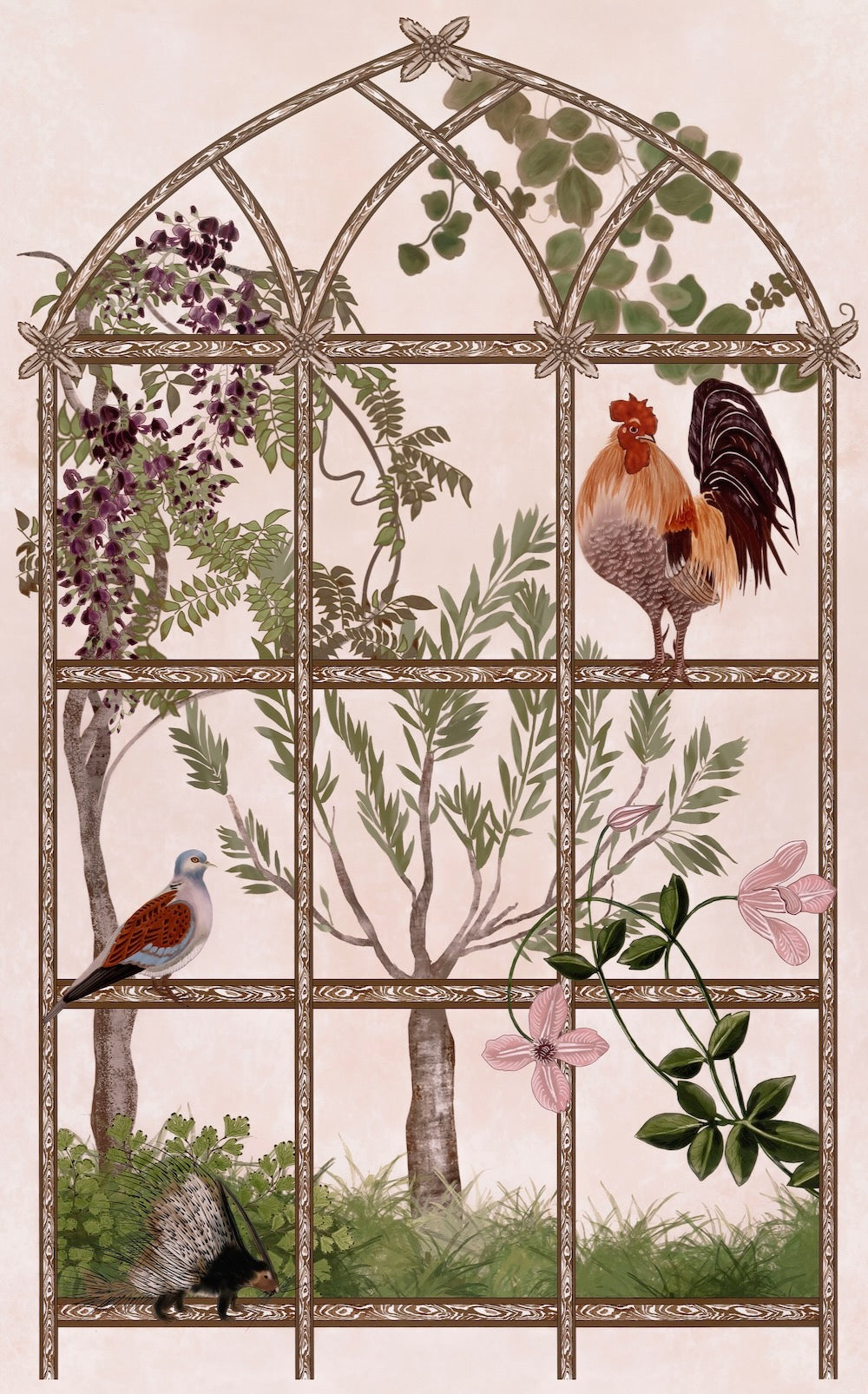 Aviary WP | BT - Panel 2 Cockerel & Clematis