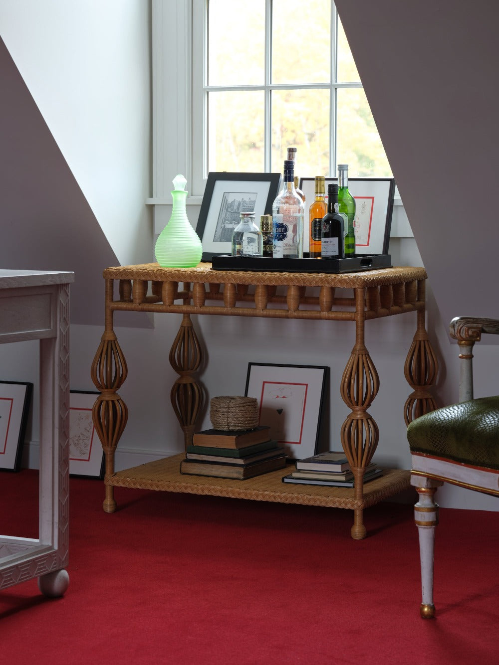 Wicker Kenan Side Table in Bunny Williams Home
