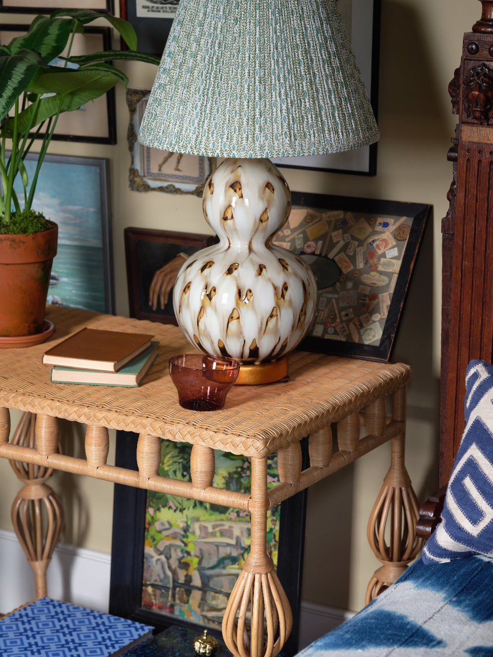 Wicker Kenan Side Table in Bunny Williams Home