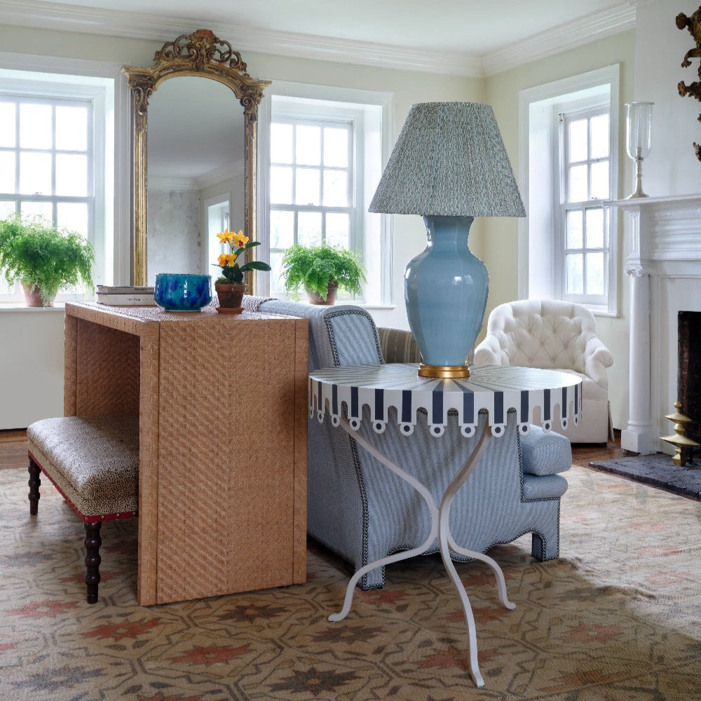 Blue Hive Lamp with gold base by Bunny Williams Home