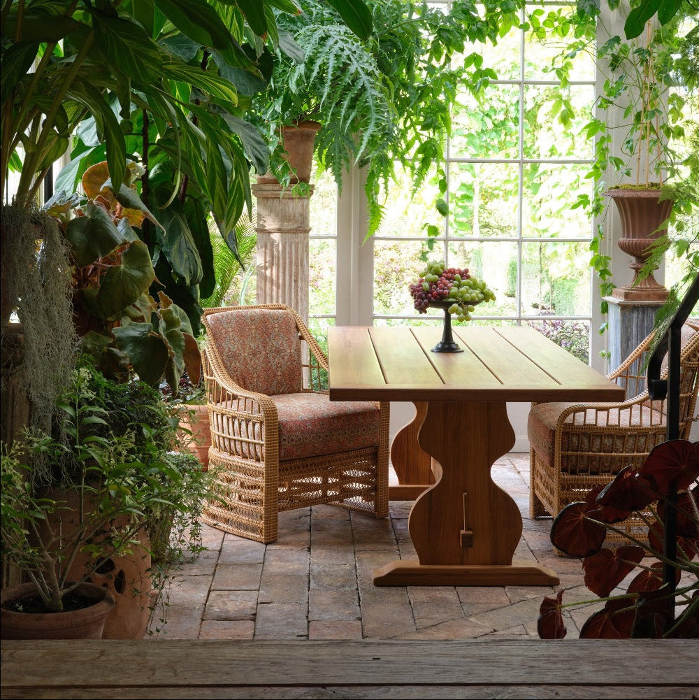 Wicker Carolina Dining Chair with cushions by Bunny Williams Home