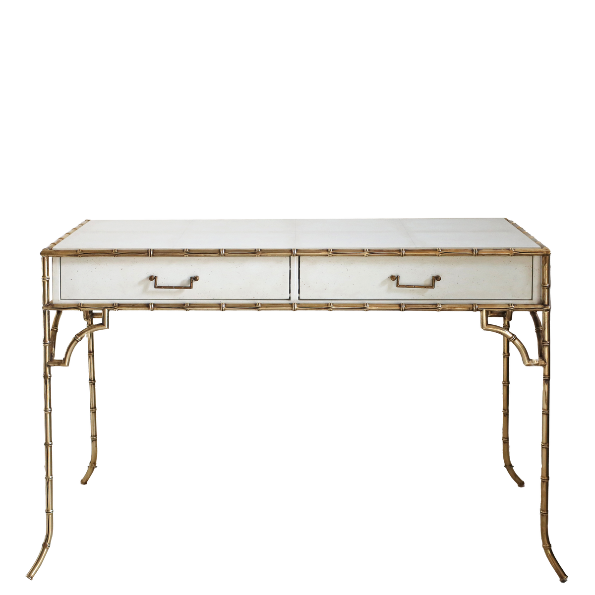 Faux Bamboo Metal Desk - Parchment
