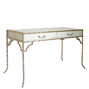 Faux Bamboo Metal Desk - Parchment