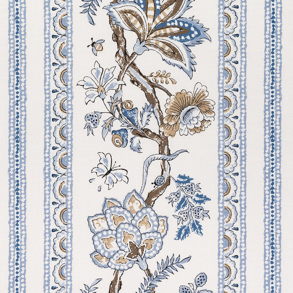 Palampore Stripe | CB - Sky & Mushroom