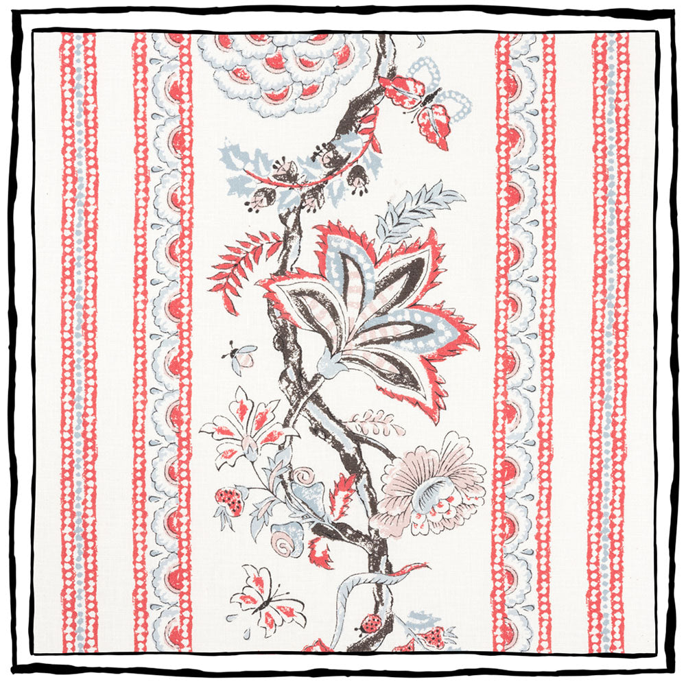 Palampore Stripe | CB - Sky & Coral