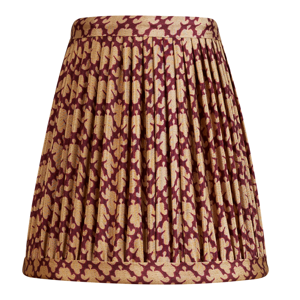 Pair of 5 inch Burgundy silk sari lampshade clip-on shades with fleur de lys design