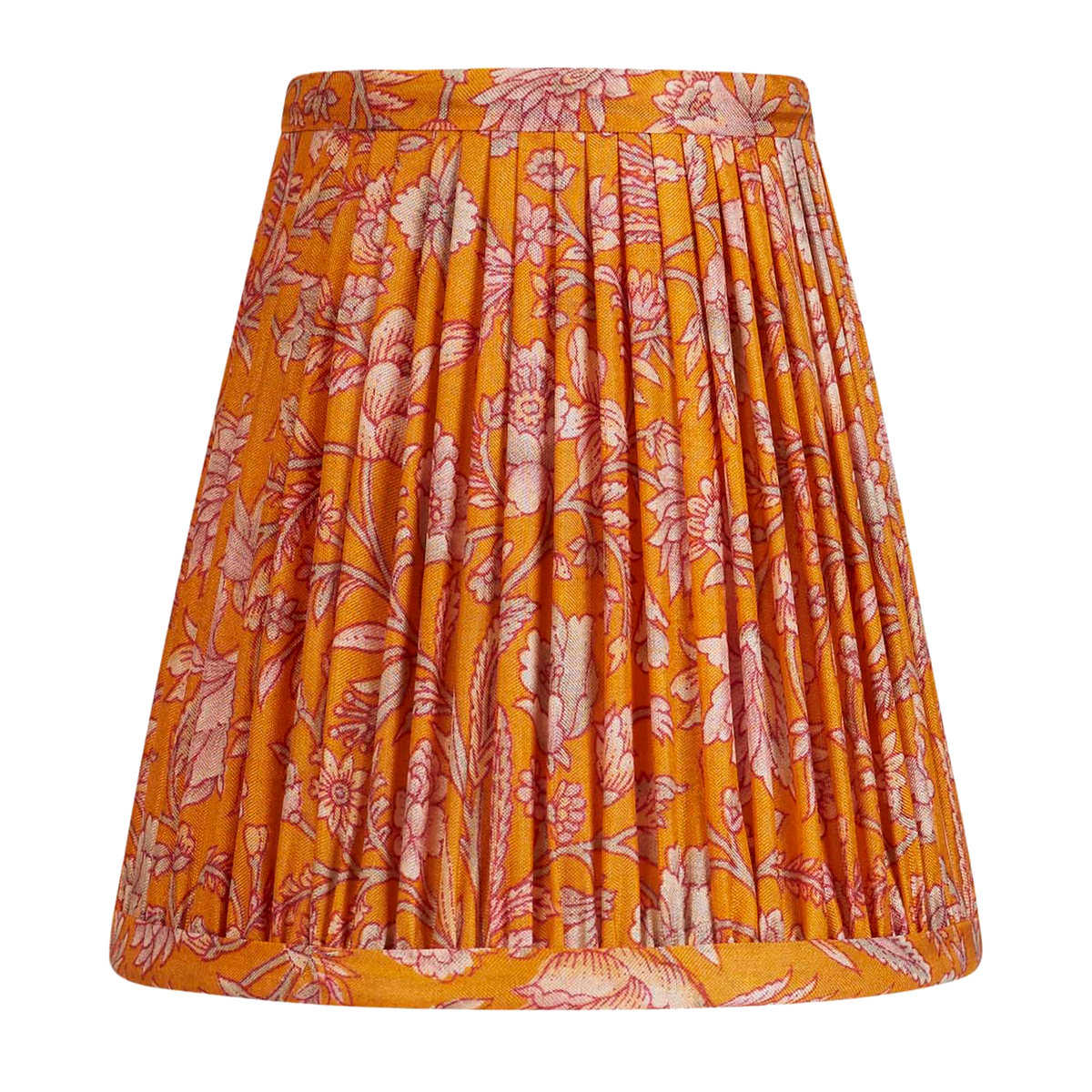 Pair of 5 inch Vintage Orange and lilac floral design silk sari clip on lampshades