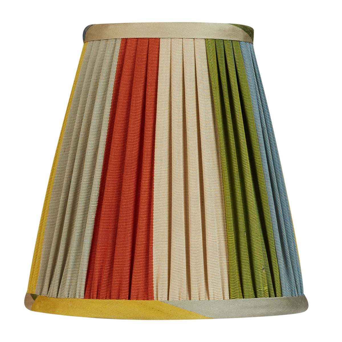 Pair of 6 inch harlequin stripe silk and cotton clip on Ikat lampshades