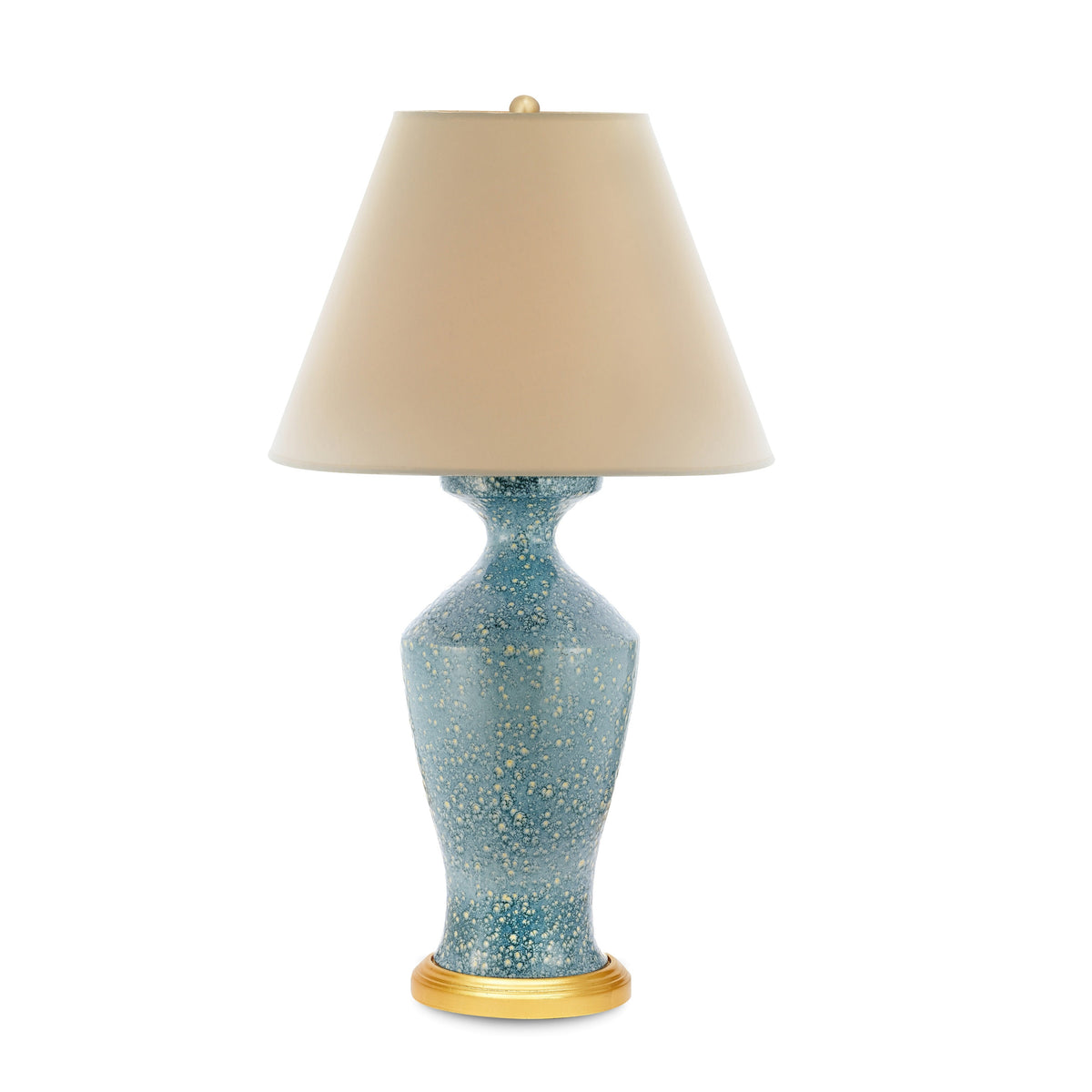 Blue Celestine ceramic lamp with reactive glaze