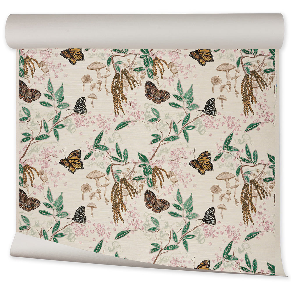 Woodland Grasscloth | FM - Mint Green Pink