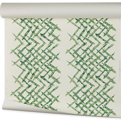 Watermark Lattice Grasscloth | FM - Green Grass