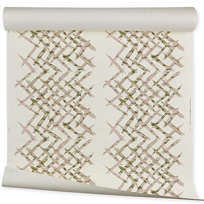 Watermark Lattice Grasscloth | FM - Pink Moss