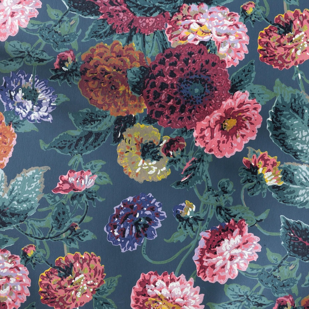 Dahlias Wallpaper | FS - Ink Blue