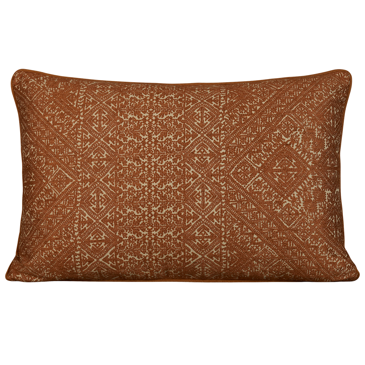 Cognac rectangular fez weave cushion - throw pillow