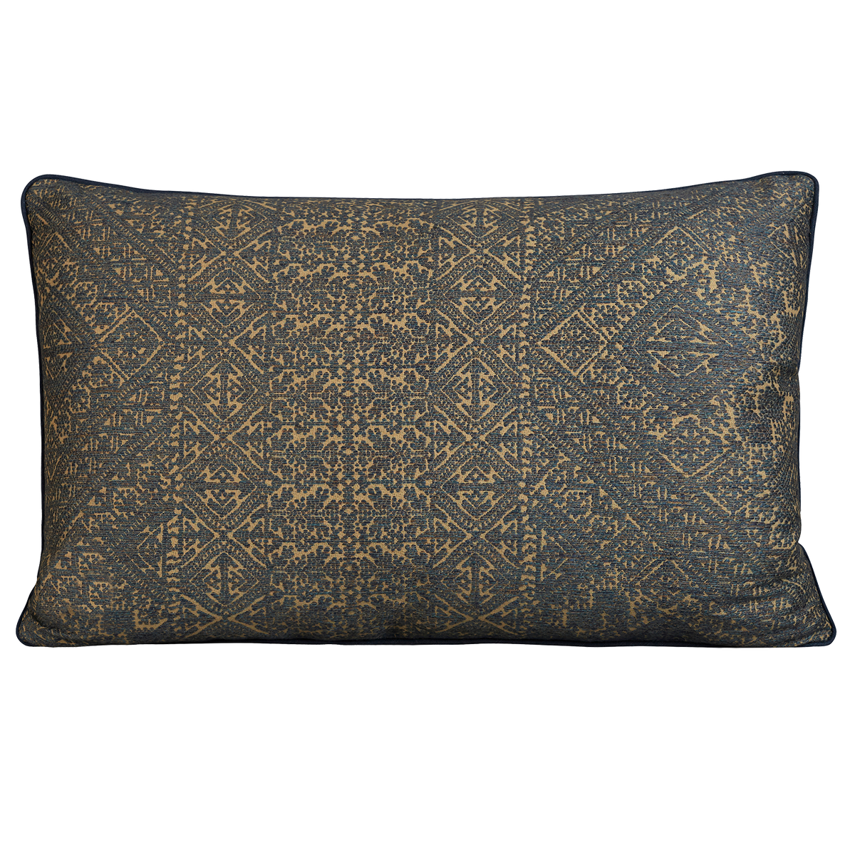 Indigo rectangular fez weave cushion - throw pillow