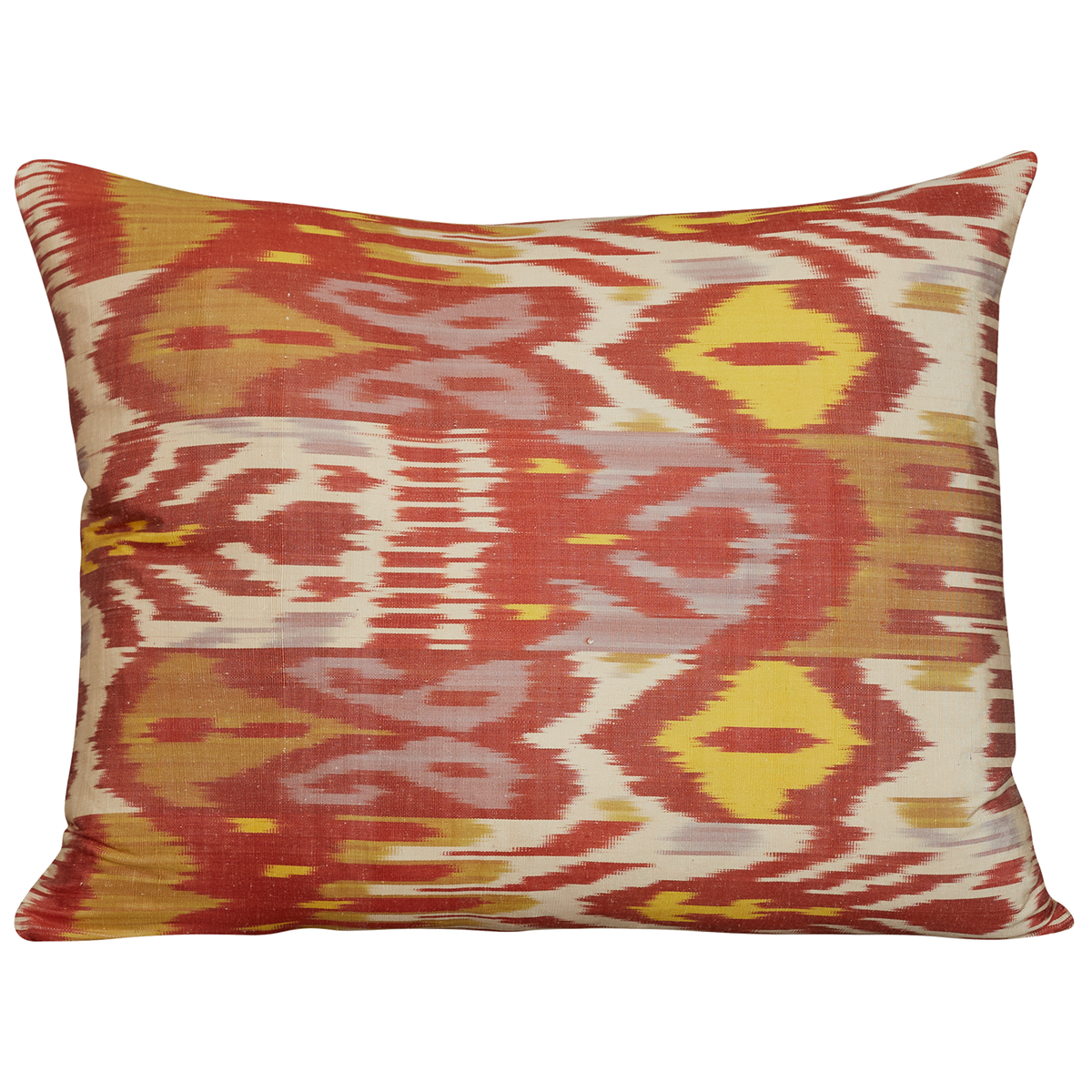 Rectangular multicoloured silk and cotton Ikat cushion