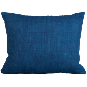 Silk Jajim Cushion/ pillow - Indigo denim blue and orange stripe