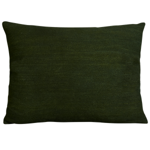 Silk Jajim Cushion/ pillow - Forest green with magenta and blue stripe