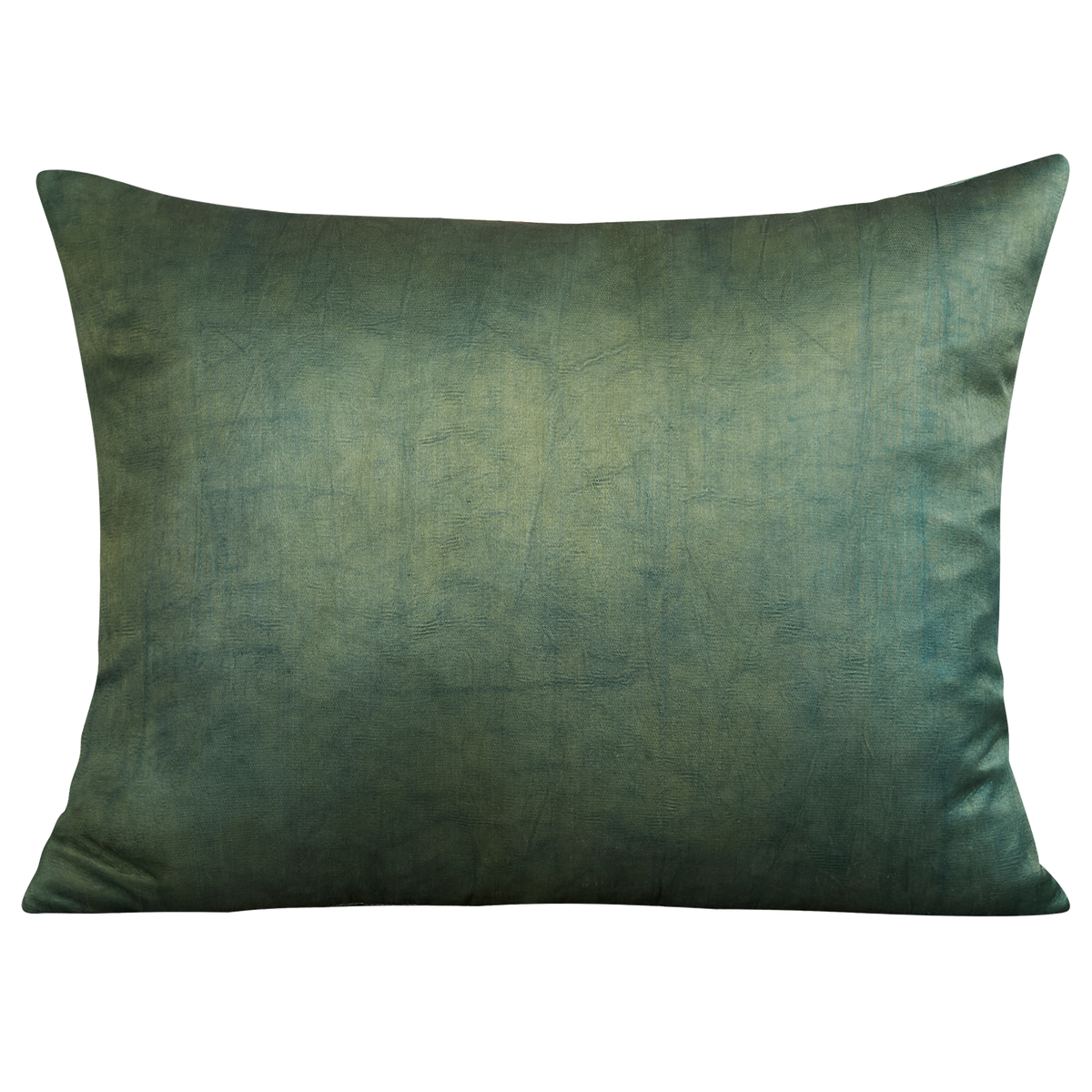 Silk Jajim cushion - Terracotta/pink/yellow stripe on leaf green silk