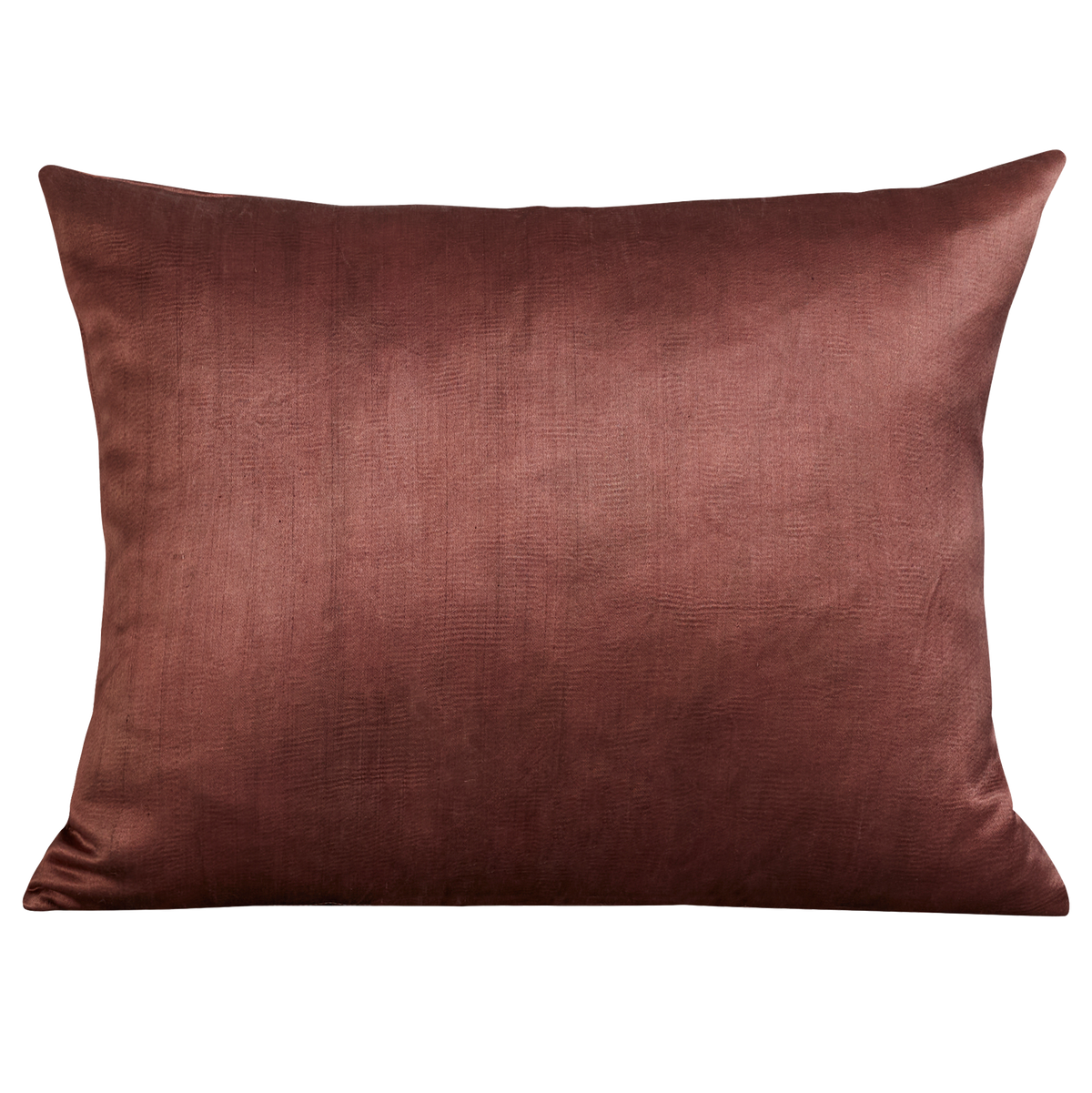 Silk Jajim cushion - Terracotta/ecru and grey stripe on aubergine silk