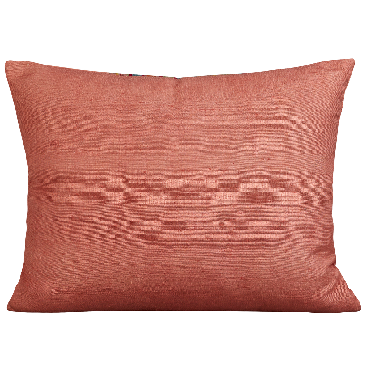 Silk Jajim cushion - Pink/green and orange stripe on pink silk