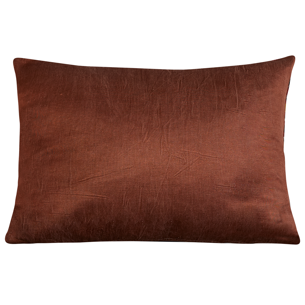 Silk Jajim cushion - Terracotta/green and multicoloured full Jajim