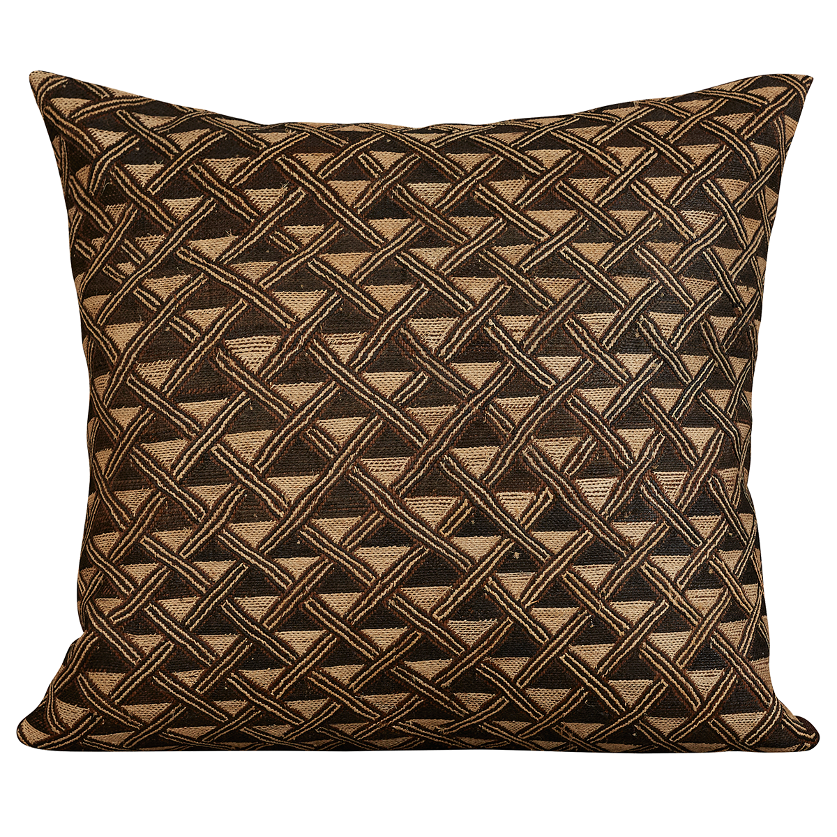Rectangular African geometric Kuba cloth cushion