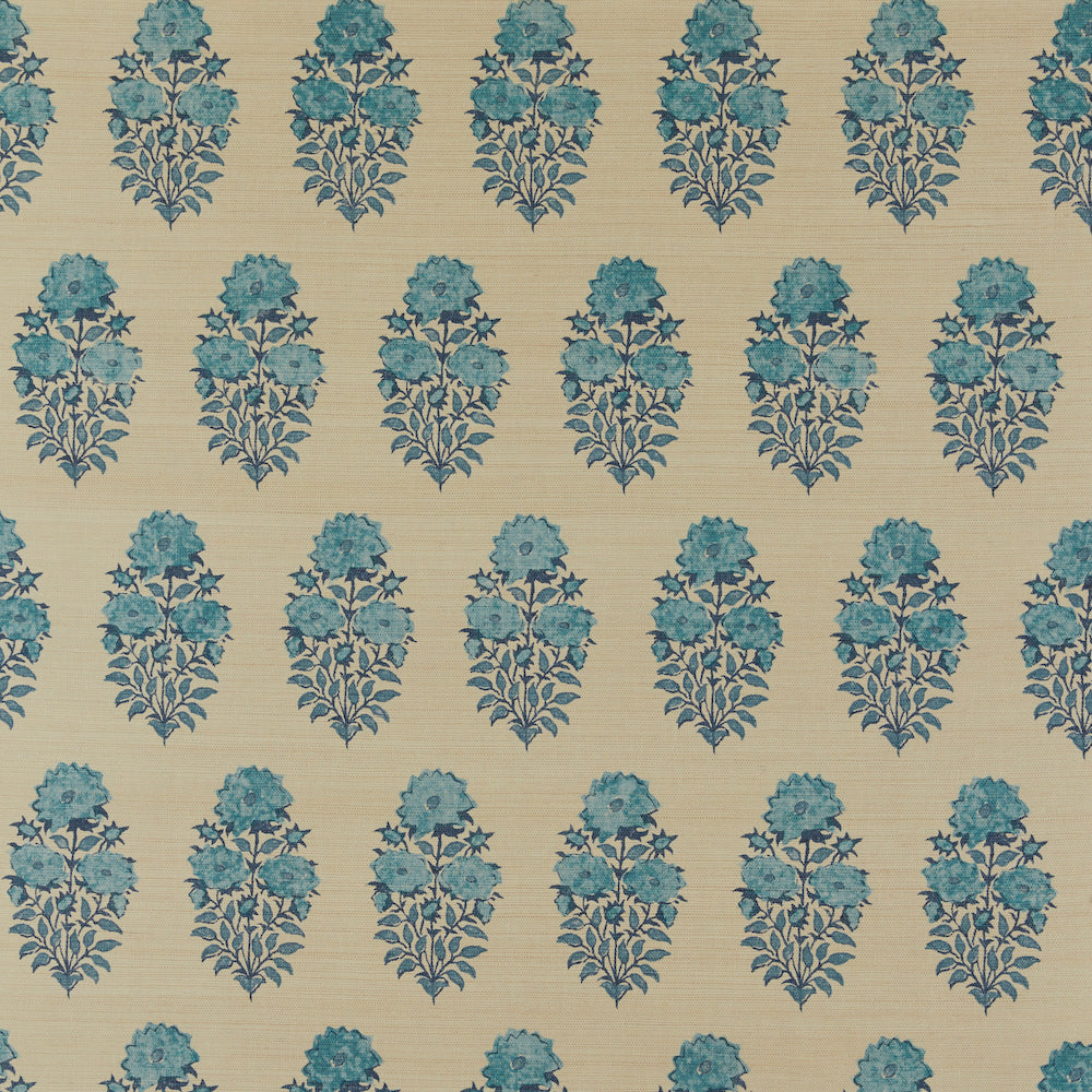 Mughal Flower Grasscloth | LF - Peacock