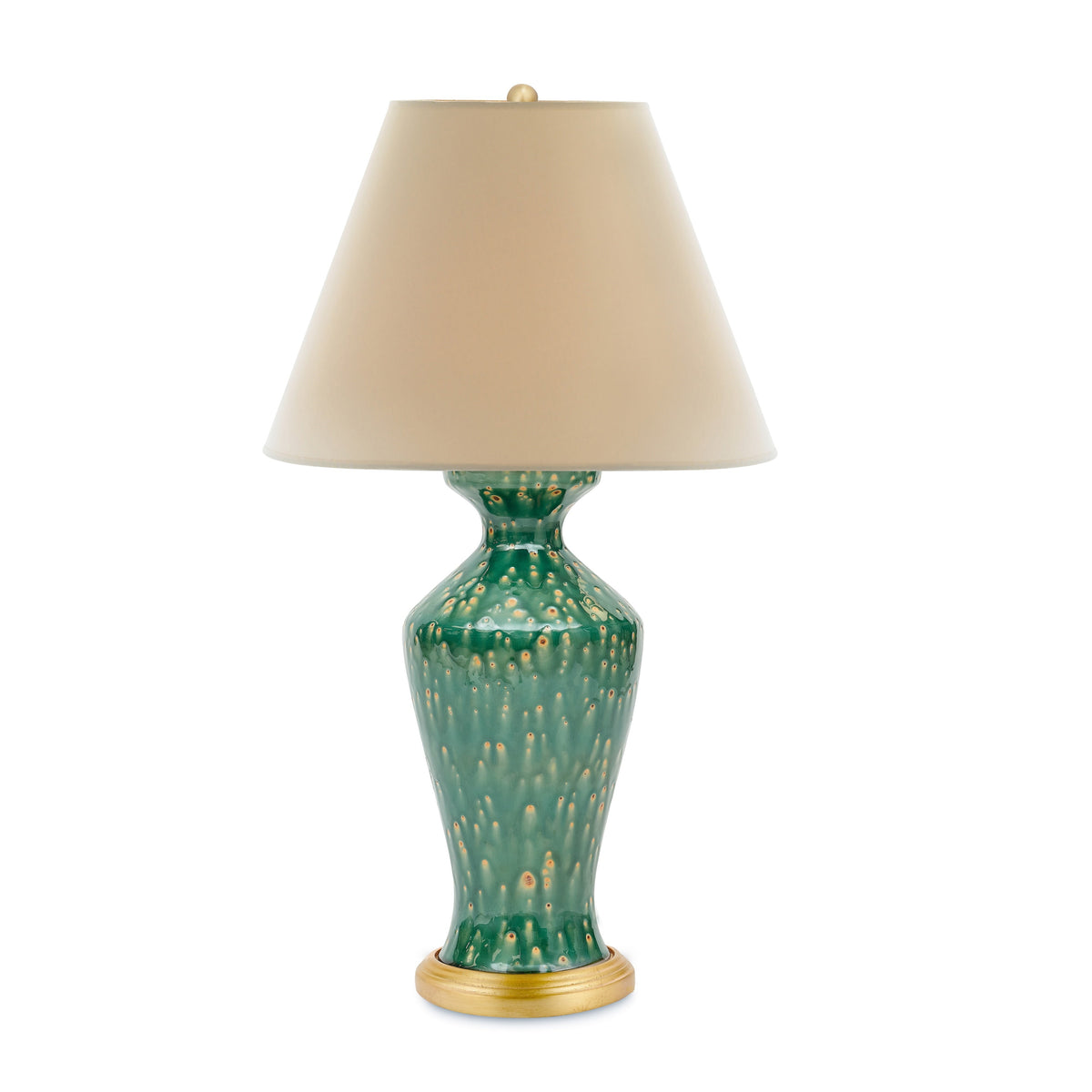 Green Lagoon Lamp with reactive glaze by Bunny Williams Home