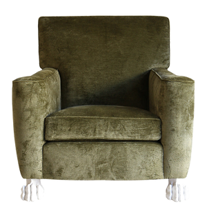 Green armchair on a white background