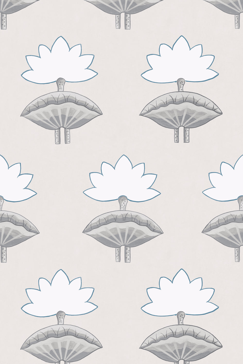 Pichwai Lotus WP | MR - Gray and Teal