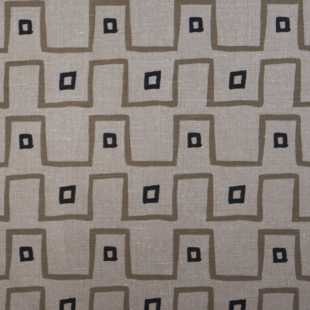 Kuba Cloth | MS - Taupe-Charcoal On Flax