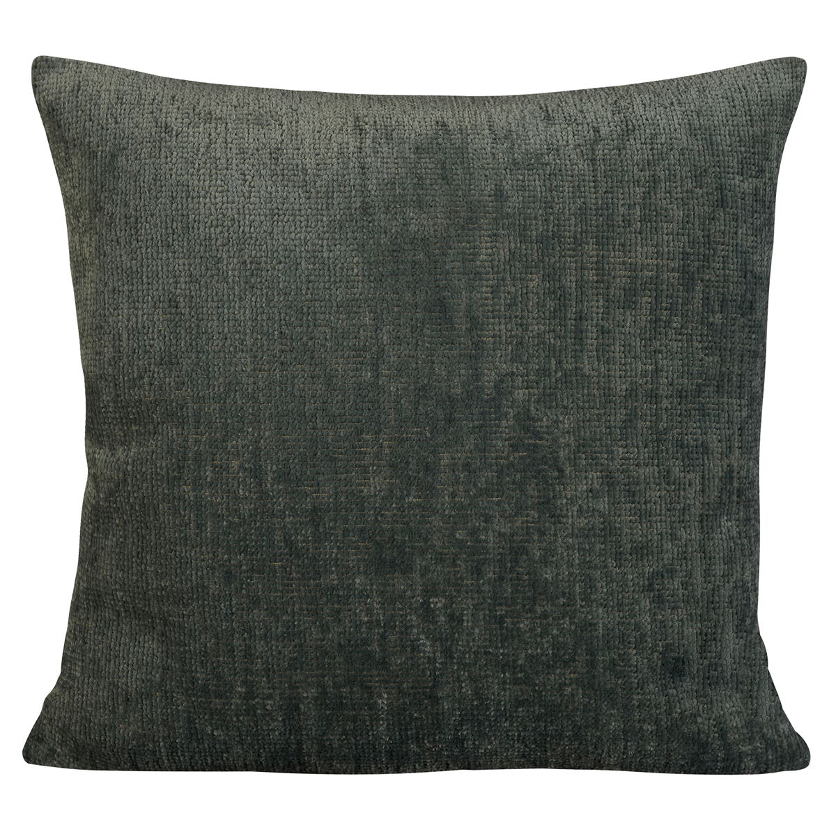 Square hand-woven chenille cushion in celadon