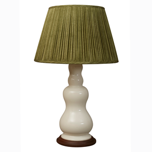 16 Inch Olive green ripple pinstripe sari style gathered silk lampshade with spider fitting