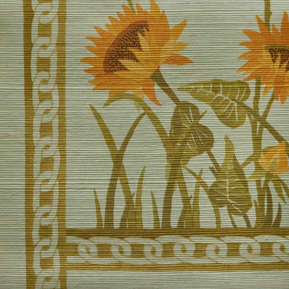 Sunflower Vignette Grasscloth | PDT - Green On Sky