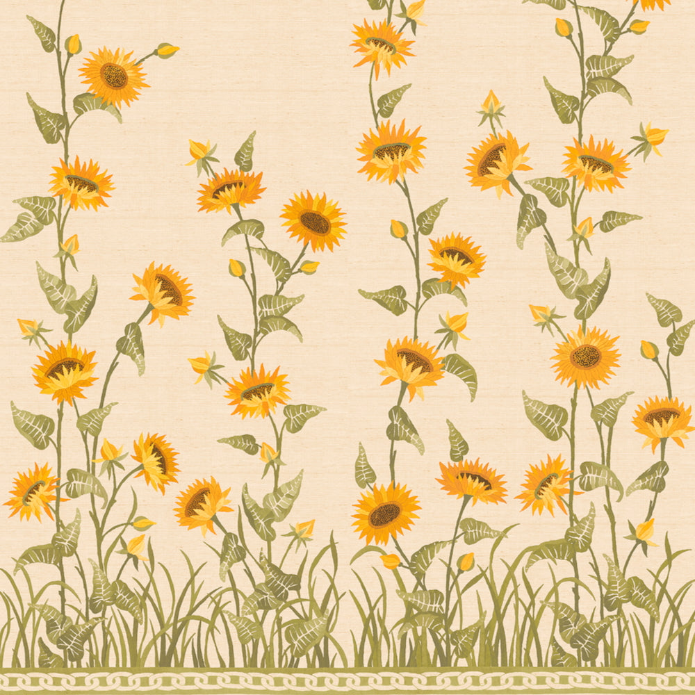 Sunflower Field Grasscloth Panels | PDT - Original On Natural