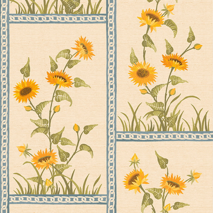 Sunflower Vignette Grasscloth | PDT - Blue