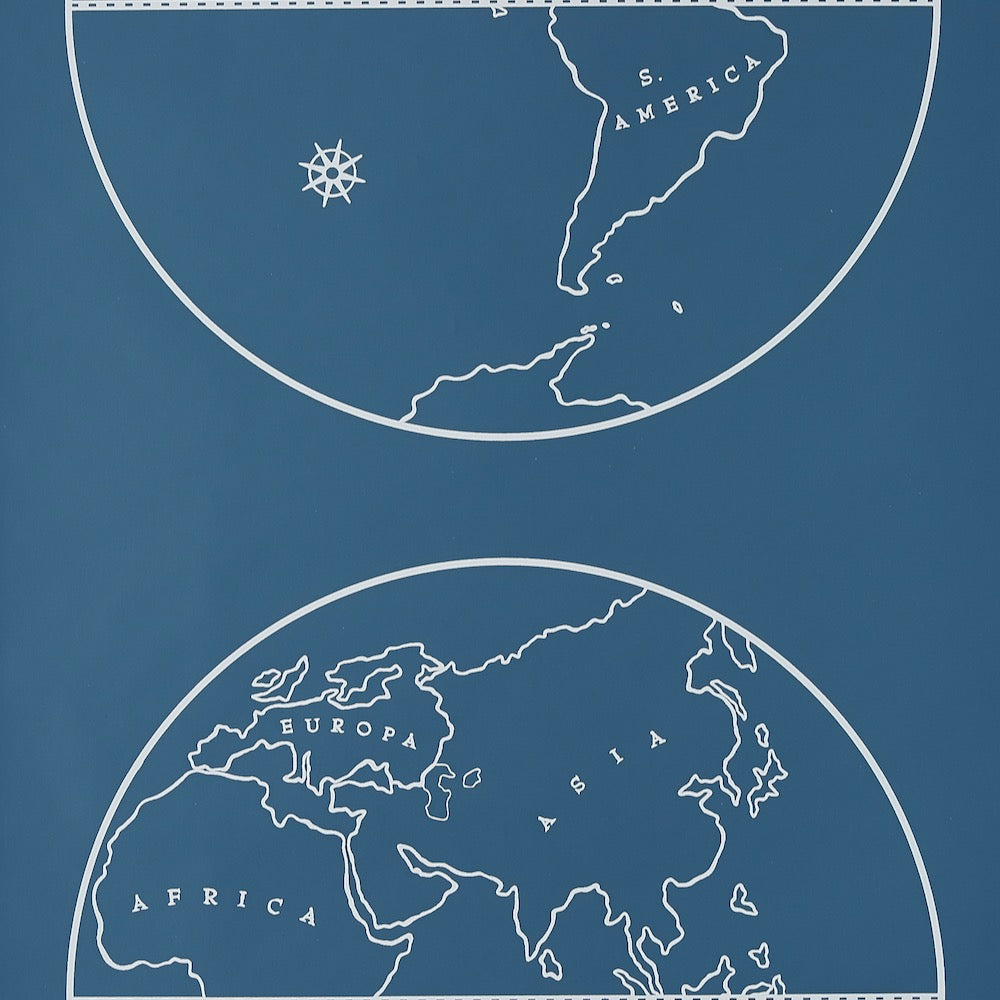 Globe WP | PDT - White on Indigo